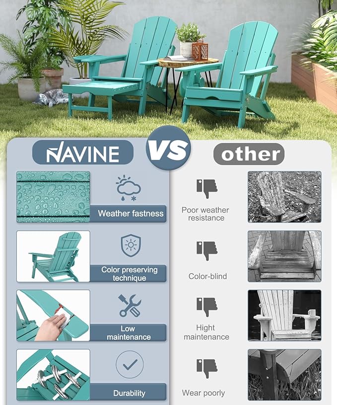 Adjustable Adirondack Chair with Retractable Ottoman Set of 8, HDPE Folding Adirondack Chair with Cup Holder, All Weather Fire Pit Chair for Outdoor.