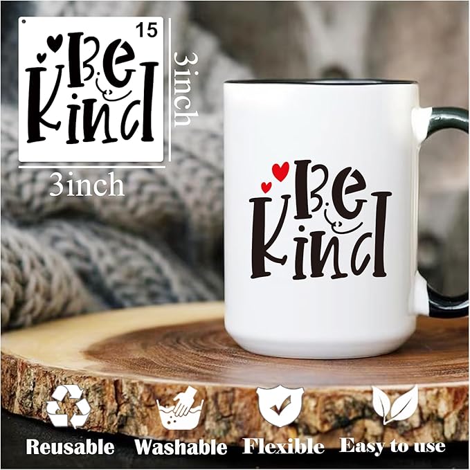 65Pcs Small Stencils for Painting on Wood BurningReusable, 3 Inch Reusable Stencil for Craft Ornament Paint Template Stencils for Wall Card Rock Wood Signs Coasters Canvas Home Decor (Bible Words)