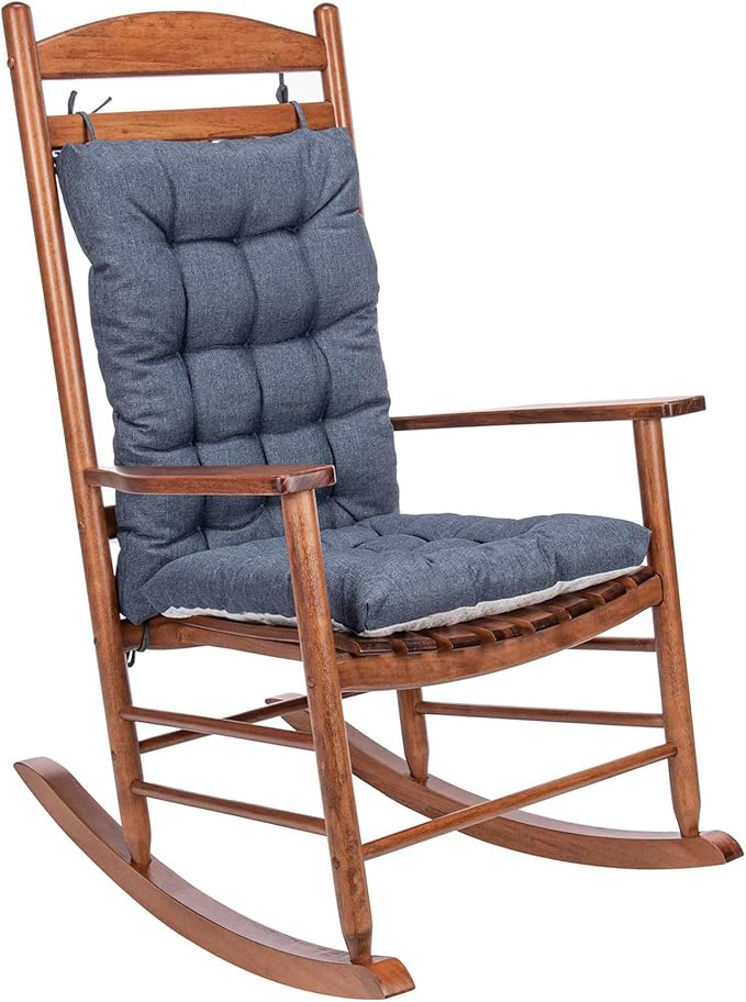 Rocking Chair Cushions Comfortable Tufted Seat Cushion Pads Non-Skid Backed Set of Backrest Cushion and Seat Bottom for Porch Rocker Adirondack Chair (Navy, Backrest-24X17,Bottom-17x17)