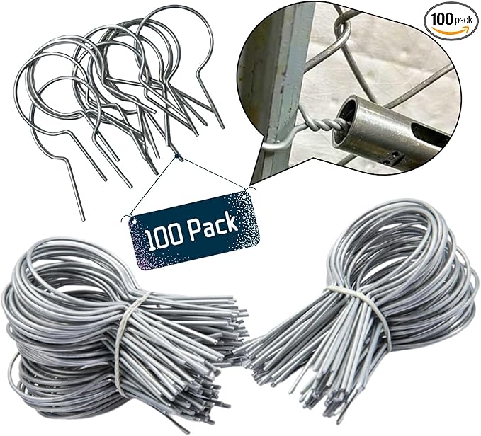 1 5/8" Chain Link Fence Ties 11 Gauge Galvanized Steel Twist for Securing Fences on Farms/Ranches/Gardens - (100 Pack)