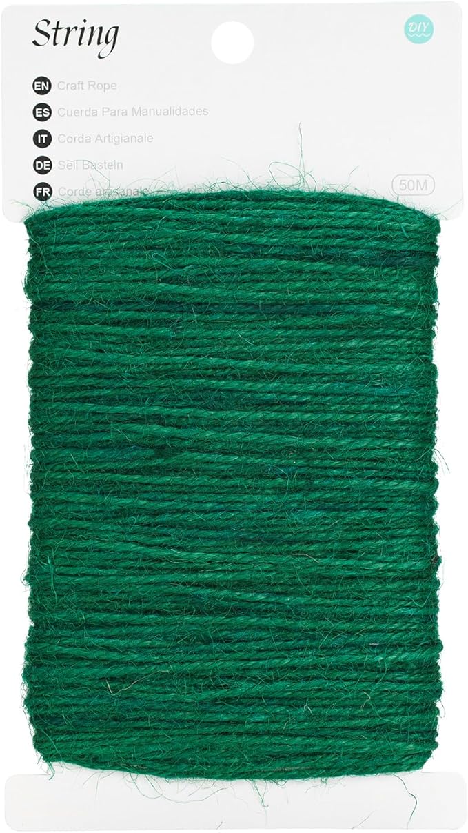 KINGLAKE Green Twine String 2mm Green Jute Twine,Green String Twine for Crafts Wrapping,164 Feet Garden Twine String for Climbing Plants Tomato Holiday Floristry