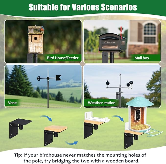 Bird Feeder Pole, 75" Heavy Duty Adjustable Bird Feeder Stand with 5-Pronged Base for Birdhouse Mounting, Weather Station, Outdoor, Yard, Garden