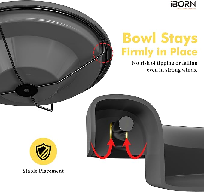 iBorn Bird Bath for Outside,36″ Freestanding Bird Bath with 3 Adjustable Height Pole,12″ BPA-Free Plastic Bowl,5-Prongs Base,Metal Pole and Plastic Birds Baths Bowl,Gray,1 Pack（Not Include Fountain）