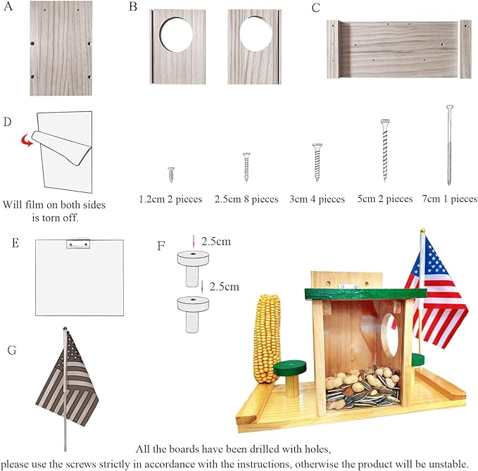 Squirrel Feeders for Outside, Wood Squirrel Picnic Table Feeder The Nut Bar with Corn Cob Holder, Wooden Squirrel Feeding Stations with Green Cover, Easy to Fill, Coated Waterproof