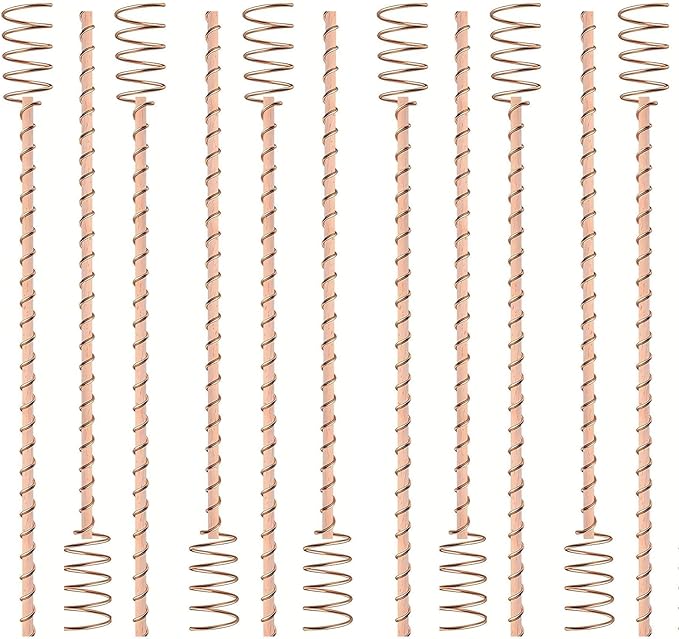 Soupiar 12inch Electroculture Plant Stakes,10Pcs Long Copper Garden Stakes, Electroculture Copper Coil Antennas for Gardening High-Yield, Eco-Friendly