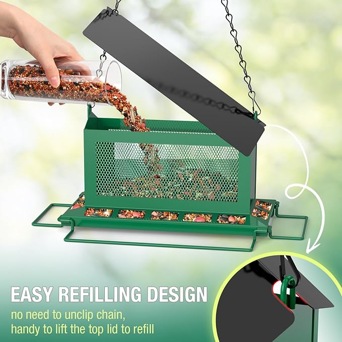 Bird Feeder for Outdoor Hanging, Large Birdfeeders with Multi Feeding Ports - Heavy Duty Metal Bird Feeders for Outside Hanging, 3.6 Lb Large Capacity Birdfeeder to Attracting Birds