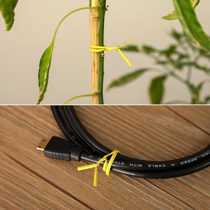 Tangyinrd 300 Pcs 6 inch Yellow Plastic Twist Ties, Cable Ties, for Bags, Gardening Tools