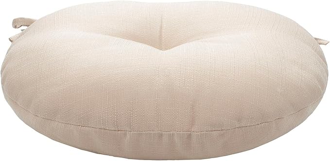 Bistro Chair Cushions 15 inch,Set of 2,Tufted Round Chair Cushions with Ties,15"x15"x4",Water Resistant Round Seat Cushion for Barstool Chairs,Patio Garden Kitchen Outdoor Furniture(Antique Beige)