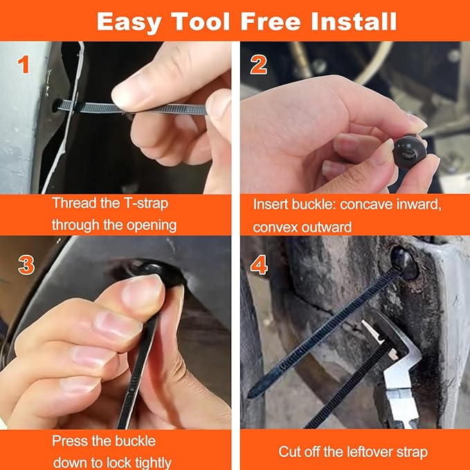 Nylon Universal Cable Tie Buckle 2026 Upgraded,Heavy Duty Self-Locking Rivet Zip Ties,Multi-Usage Cable Tie Buckle for Car Repair Home Garden Office(100Pack)