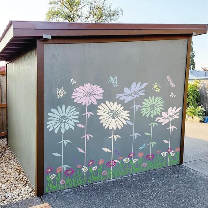 Large Flower Stencils for Painting on Walls – 12x14 Inch Jumbo Reusable Blooming Wildflower DIY Art Stencils for Fence, Wood, Fabric, Garden, Walls, Furniture, Crafts, Canvas(daisy6)