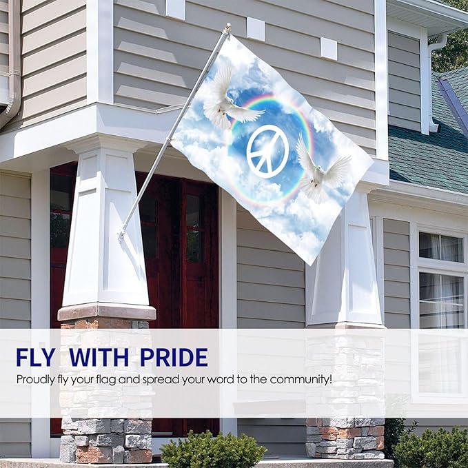 Peace Flag 3x5 Ft Outdoor Indoor With Grommet Rainbow Hippie Dove Peace Outside Deco Garden Yard Home Banner Decorative Sign