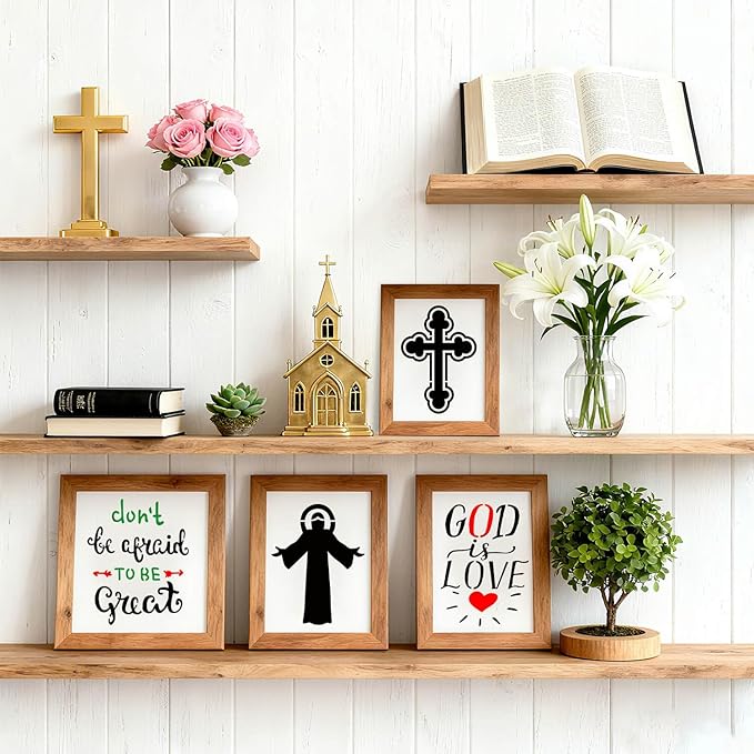 64 Pieces Small Bible Verse Stencils for Painting on Wood, 3 Inch Reusable Christian Stencil for Crafts, Plastic Motivational Quotes Word Template for Wall Rock Sign Canvas Home Decor(Bible)
