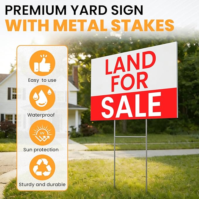 15 Pack Yard Signs with Metal Stakes, Custom Yard 17 x 12 Inches, Corrugated Plastic Board for Sale Sign Outdoor, Rent, Guidepost, Garage Sale Signs, Birthday Party