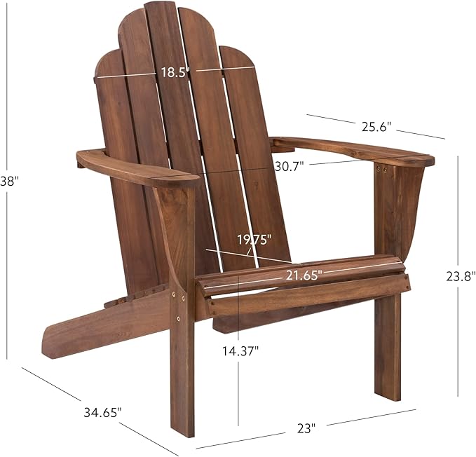 Linon Home Dcor Home Decor Teak Wood Stock Chair, 30.4" wx37.6 dx37.8 h, Stain