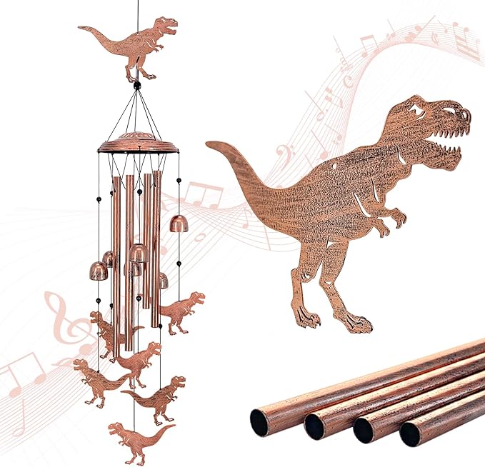 Dinosaur Wind Chimes for Outside,Dinosaur Gifts for Women/Men/Sympathy Gift/Memorial/Festival Birthday Gifts Metal windchimes Outdoors/Indoors,Patio,Garden Decor,Yard Decor,Home,Porch