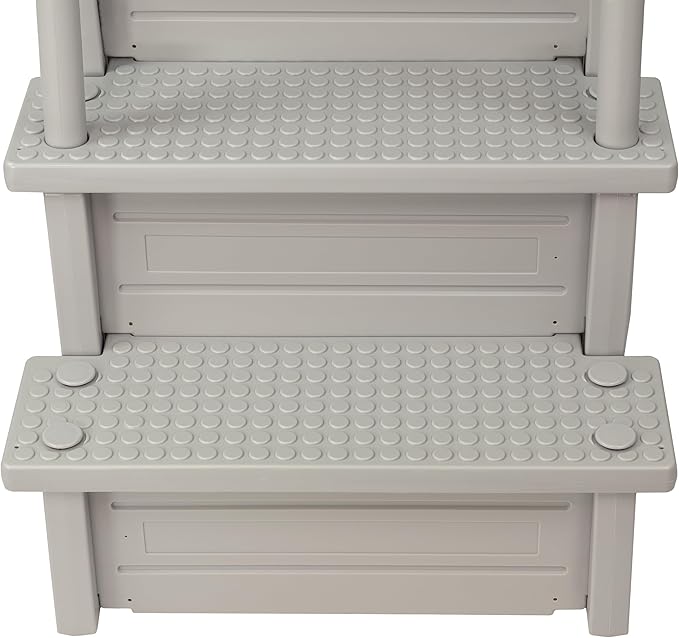 Aqua Select Anti-Slip in-Pool Steps | Cloud Grey/Grey Steps | for Above Ground Swimming Pools | Can Mount to Decks 48" to 54" H | Safety Stairs Capacity Up to 350 lbs