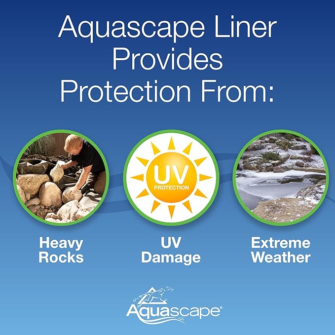 Aquascape PRO Grade 45 MIL EPDM Fish-Safe Pond and Fountain Liner, 12-ft x 10-ft, 120 sq ft, Black