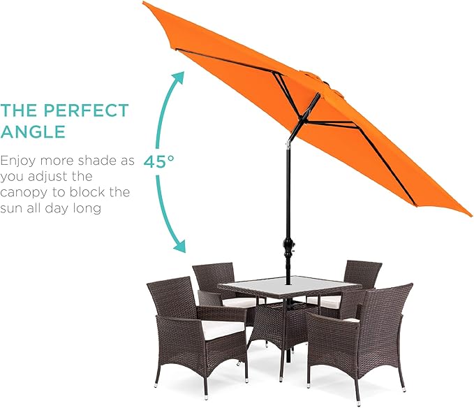 Best Choice Products 10ft Outdoor Steel Polyester Market Patio Umbrella w/Crank, Easy Push Button, Tilt, Table Compatible