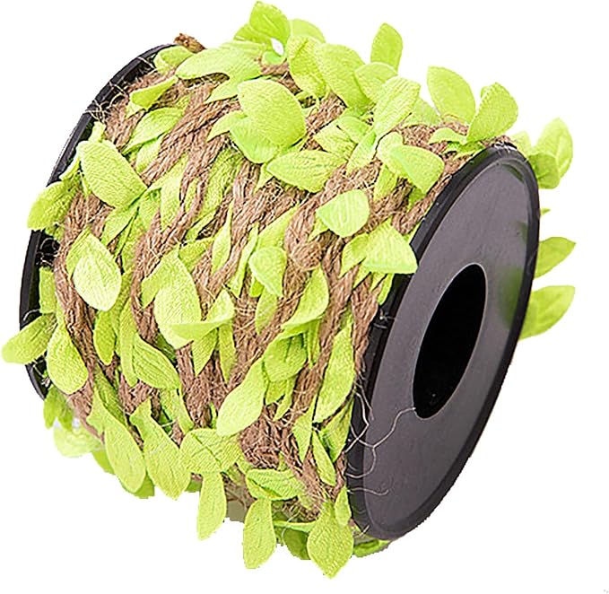 33 feet Natural Twine Light Green Leaf Jute 3ply 2MM Rope Hemp Burlap Ribbon String Heavy Duty Hanging Gardening Decoration or for Arts and Crafts