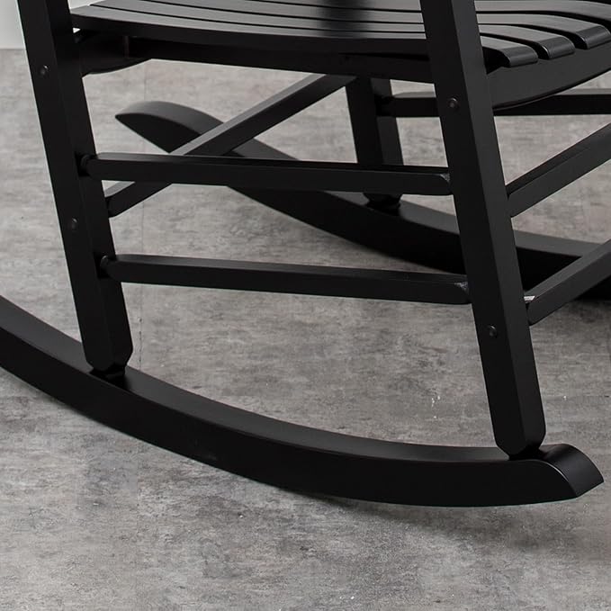 Wooden Porch Rocking Chairs Set of 2 Outside Outdoor Rockers for Adults Furniture for Living Room Patio Garden Indoor Black