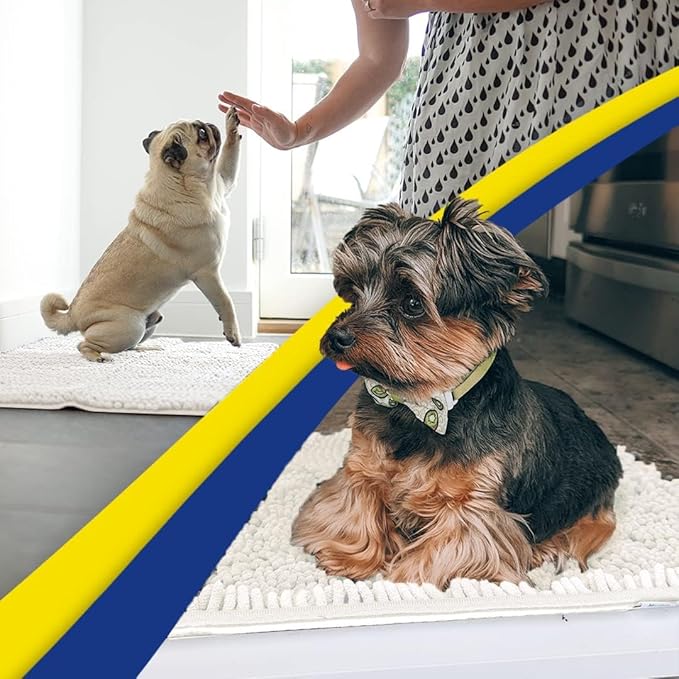 Muddy Mat® | Super Absorbent Door Mat Indoor, Microfiber Quick Dry Chenille Entryway Rug, Non-Slip Front Door Mat, Indoor Mats for Entryway, Machine Washable Pet Rug, White 24" x 120"