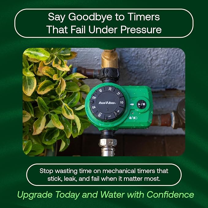 Rain Bird 1ZEHTMRS Simple-Set Hose End Timer, One Zone/Station, Battery Operated, 3/4" Garden Hose Thread, Heavy-Duty Brass Inlet