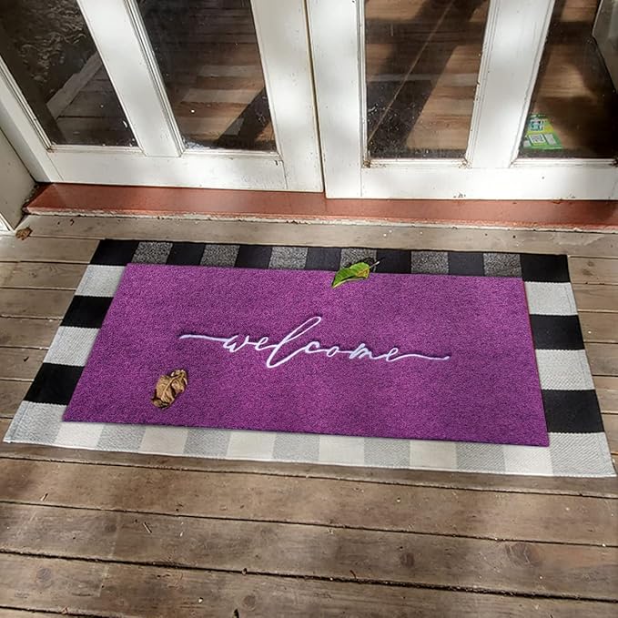 AAZZKANG Purple Outdoor Mat Front Door Indoor Welcome Doormat Long 18"x48",Anti-Slip Rubber Door Mat,Low-Profile Design Entrance Mats Decorative