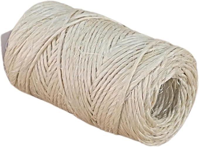 Premium Brazilian Sisal Twine, Natural Fiber 100% Sisal, Heavy-Duty, Ultra Durable, Ideal for DIY Projects, Home Decor, Gardening, Crafting, Gifting, Wrapping (164 ft / 50 m Coil)
