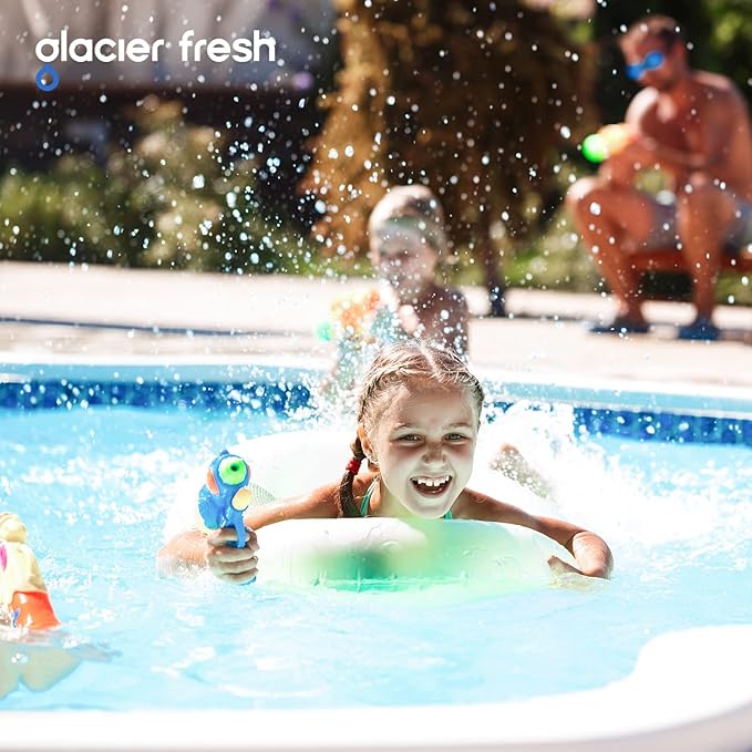 GLACIER FRESH Garden Hose End Pre-Filter for Swimming Pool, Hot Tubs, Spa, Inflatable Pool, Ponds, Greatly Reduces Bad Taste, Odors, Chlorin and Sediment, up to 8,000 Gallons, 4 Pack
