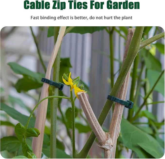 Garden Green Cable Zip Ties Heavy Duty Assorted Sizes, 1000 PCS Self-Locking 4+6+8+10+12 Inch 50LBS Nylon Cable Ties, Perfect for Home, Office, Garden and Workshop