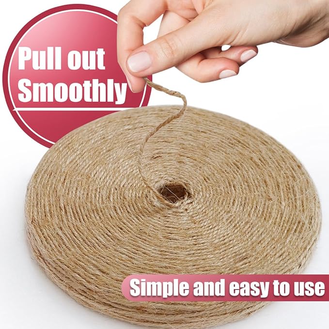 PerkHomy 1200 Feet (2Pcs*600ft) Jute Twine String for Crafts Gift Wrapping Packing Gardening Crochet Knitting Macrame Decor (Brown 600ft*2pcs Pie-Shaped)