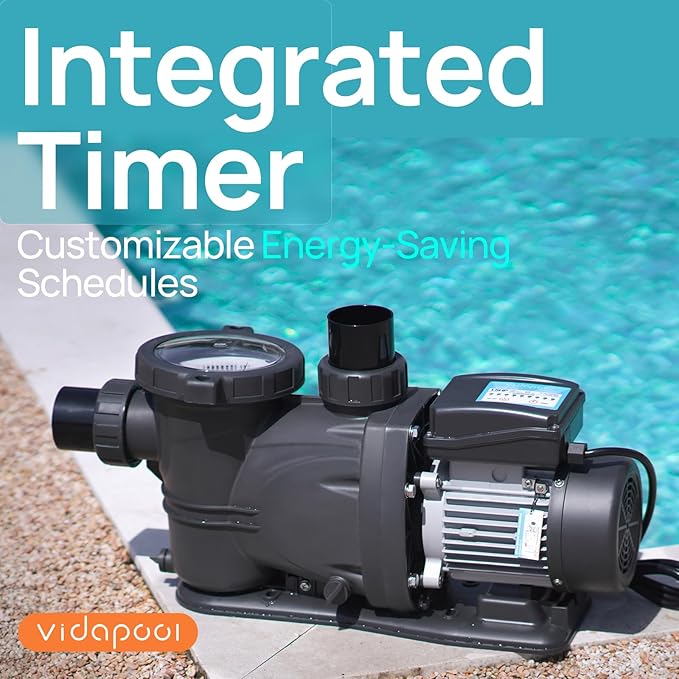 In/Above Ground Pool Pump, Self Primming High Flow (with Timer, 3HP, 8964 GPH, 115V)