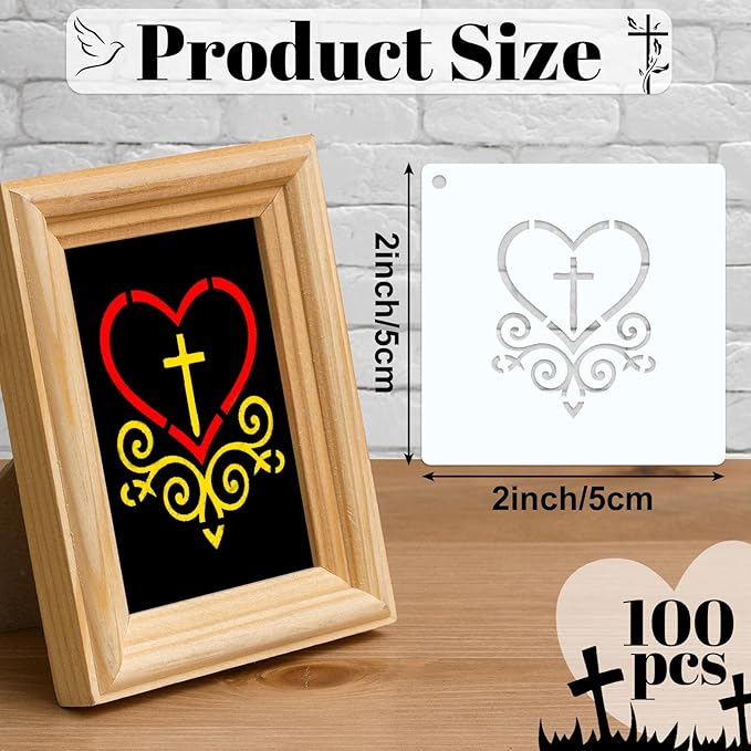 Fainne 100 Pcs 2 Inch Stencils Small Stencils for Painting on Wood Reusable Painting Templates Crafts for DIY Scrapbook, Wood, Wall, Fabric, Rock, Chalkboard, Sign(Easter Style)