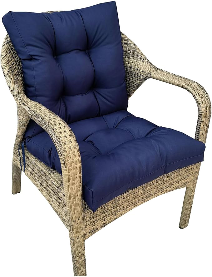 Outdoor Patio Chair Cushions Waterproof for Outdoor Furniture Thick Tufted Wicker Chair Cushion with Back Indoor Navy Blue Rocking Chair Pads,41.7"*20.8"*3.5" for Home Office