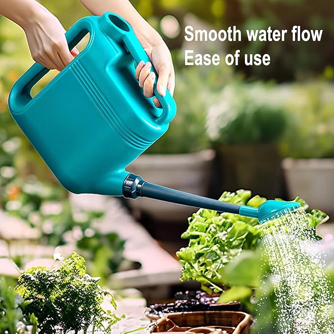 Watering Can, 5 L/1.3 Gallon Long Nozzle Plastic Spray Watering Can, Large Watering Can with Comfortable Handle for House, High Capacity Water Can for Garden, Plant Watering Devices for House (Blue)