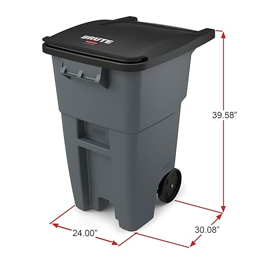 Brute Rubbermaid Gray 50 Gal Rollout Container w/Lid