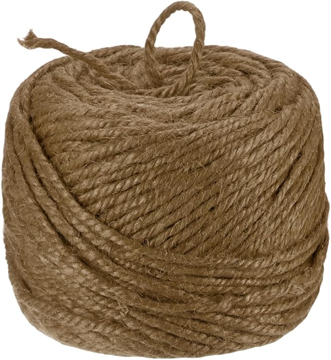1-Pack Natural Jute Twine String, 3mm x 328ft/100m Long Garden Twine Balls for Crafts/Gift Wrapping/Gardening Plants, Durable Plant Ties Thick Rope [Dark Brown]
