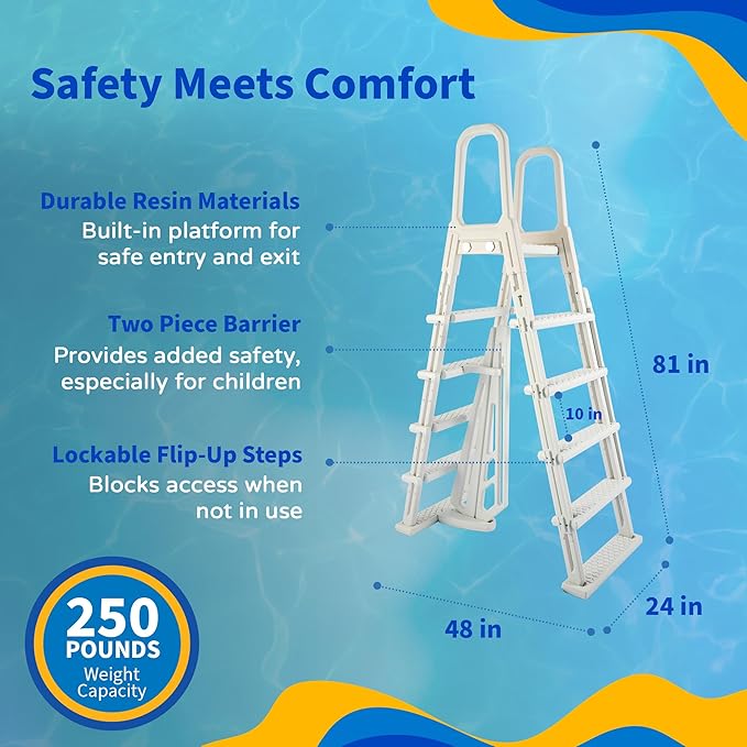 Blue Wave Sevilla 18-ft Round 52-in Deep Above Ground Swimming Pool – with Steel Wall & Top Rails, Sand Filter, Overlap Liner, A-Frame Ladder & Maintenance Kit – Complete Outdoor Pool Accessories