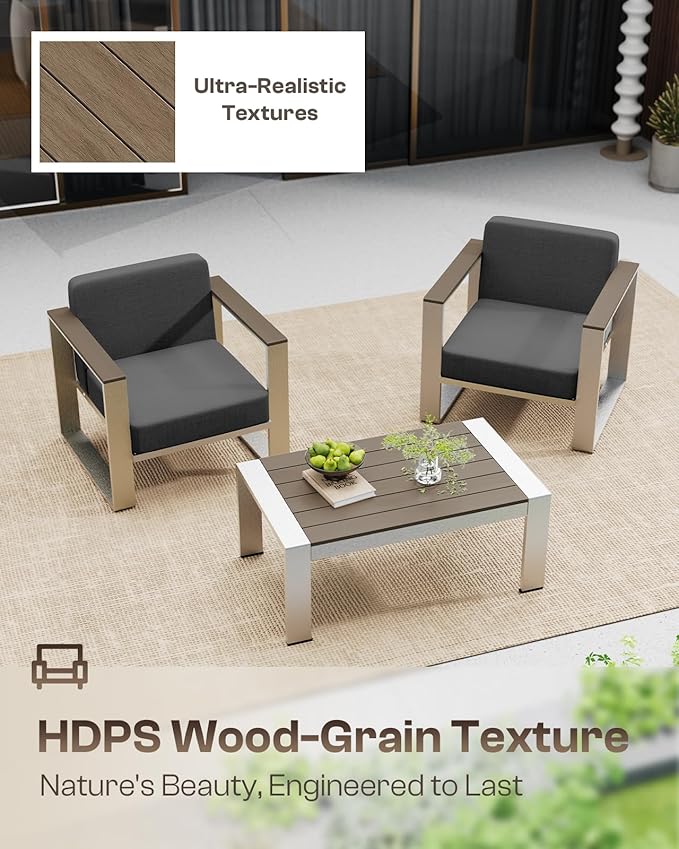Outdoor Aluminum Loveseat, Modern Patio Patio Furniture with Wide Seat and Thick Cushions, All-Weather Oversized Couch for Deck, Porch
