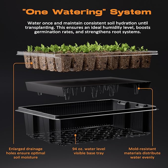 80-Cell Self-Watering Seed Starter Tray with Grow Light, Seed Starter Kit with 4.07” Humidity Dome, Indoor Seedling Starter Tray, Seed Starting Trays for Plant Germination, Seeds Growing