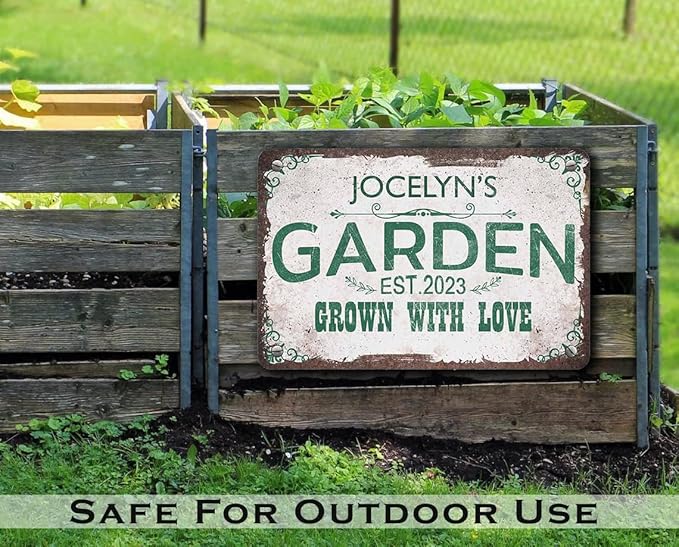 Personalized Metal Signs with Name Made in USA Custom Vintage Garden Sign Waterproof Vintage Decorative Metal Print for Wall Decor Customized Home Garden Ideas Gifts Artwork Prints for Yard Ourdoor