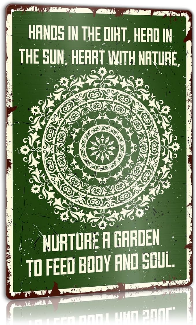 Vintage Gardening Plant Lover Metal Decor Sign for Home Garden Greenhouse Bedroom Front Yard Decorations, Gardening Plant Lover Gardener Gifts for Women Men, Hands In The Dirt