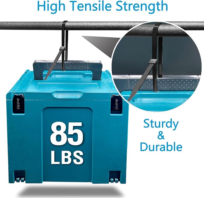 Zip Ties Heavy Duty 12 inch (1000 Pack), Double-sided Toothed, 85 lb, Delivering 1.7X Tensile Strength in the Same Specs, Black Cable Ties, Glufirm