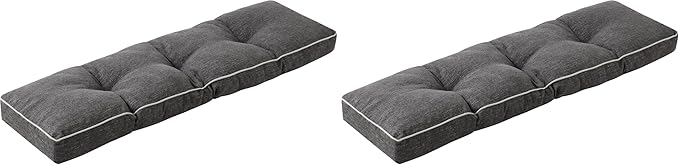Bench Cushion, 42 x 16 Inch Patio Furniture Cushions with Durable Ties, Soft Memory Foam Bench Cushions for Indoor/Outdoor Furniture with Non-Slip Bottom, Kitchen&Dining, Dark Grey (Pack of 2)