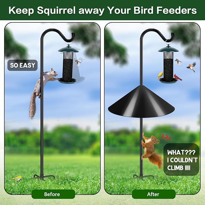 Gtongoko 19 Inch Squirrel Baffle for Bird Feeder Pole Squirrel Guards for Shepherds Hook Stopper for Bird Feeders Black 1 Pack