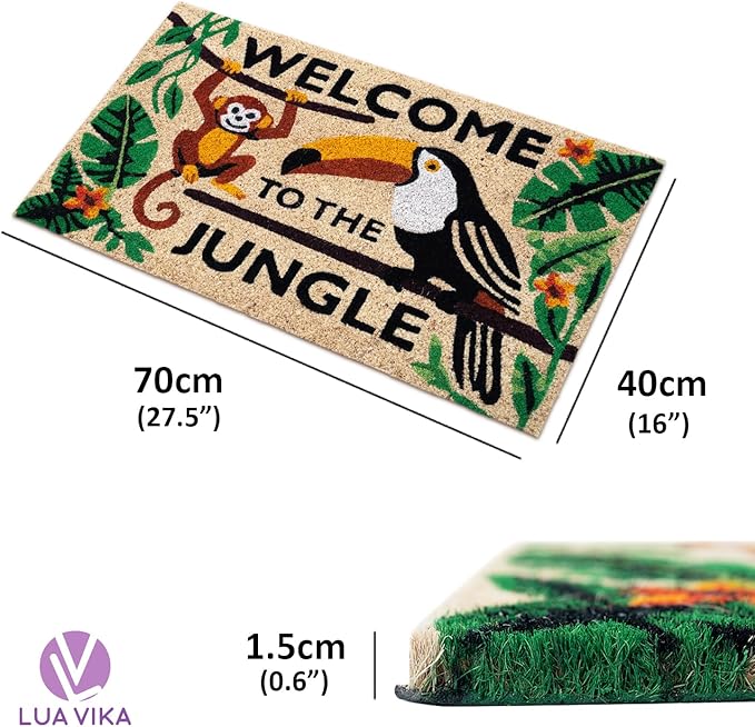 Coir Door mats Outdoor - Welcome to The Jungle - Welcome mats for Front Door - Coir Doormat Outdoor Entrance - 16''x27.5''