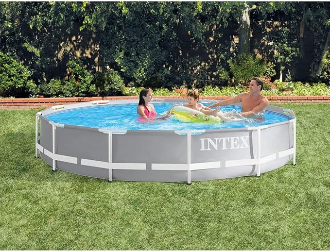 Intex 26711EH 12ft x 30in Prism Frame Above Ground Swimming Pool with 530 GPH GCFI Filter Pump and Robot Vacuum Cleaner fits up to 6 People