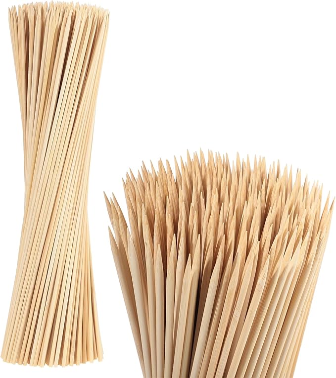 300PCS 16" Bamboo Skewers Sticks for Flower Bouquet Plant Support Barbecue Smores Roasting Marshmallows Chocolate Fountain Plant Stakes Fruit and Crafting,Φ=4mm