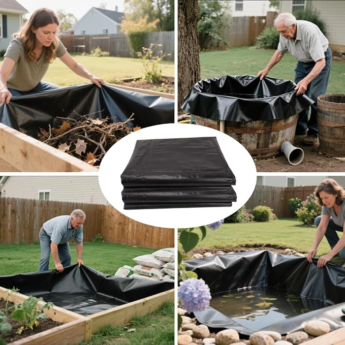 Pond Liner 20x25FT Heavy Duty HDPE Thickened Waterproof Suitable for Fish Habitats, Weather Resistant for Garden Ponds, Koi Ponds, Swimming Pool Covers, Water Features & More