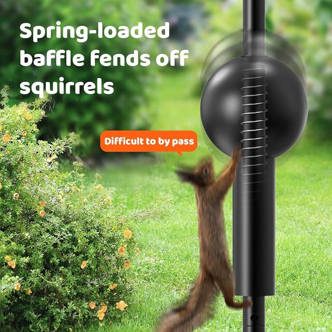 NETVUE by Birdfy Bird Feeder Pole with Effective Squirrel Baffle, 108 Inch Rust-Proof Pole Kit, 8 Adjustable Hooks for Outdoor Wild Bird Feeder, Bath, House Hanging & Mounting